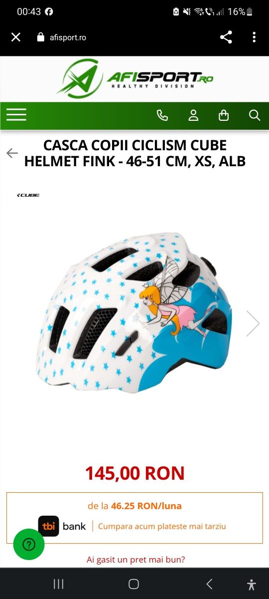 Vand Casca NOUA copii ciclism Cube Helmet Fink - 44-49 cm