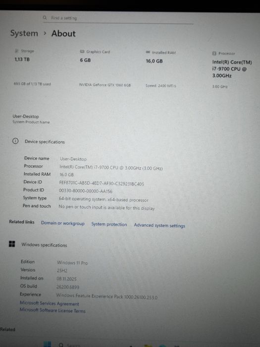 PC Gaming ASUS Intel i7-9700 GeForce GTX 1060 6 GB