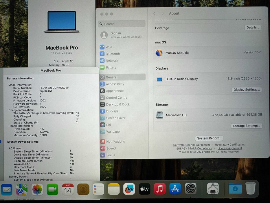 13.3' Apple MacBook Pro M1 2020 Silver - 16GB RAM/512GB SSD/Бат 100%