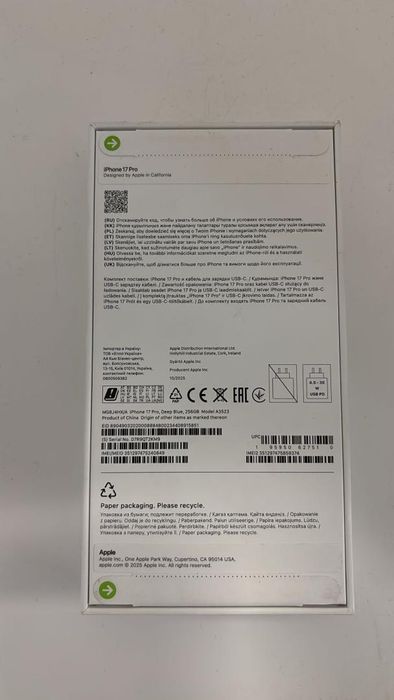 Telefon mobil Apple iPhone 17 Pro, 256GB, 5G, Deep Blue Sigilat -A-