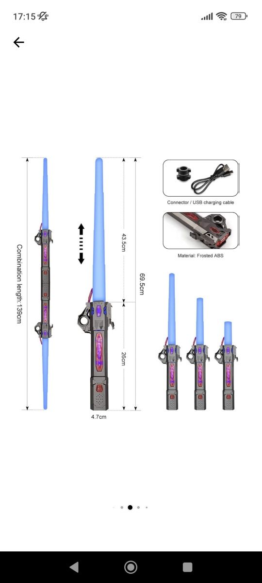 Sabie laser de jucarie Star Wars, 7 schimbari de culoare, retractabila