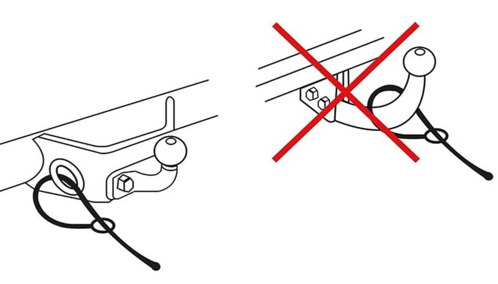 Предпазно въже с кука 1 m–за аварийна спирачка на ремаркета и каравани