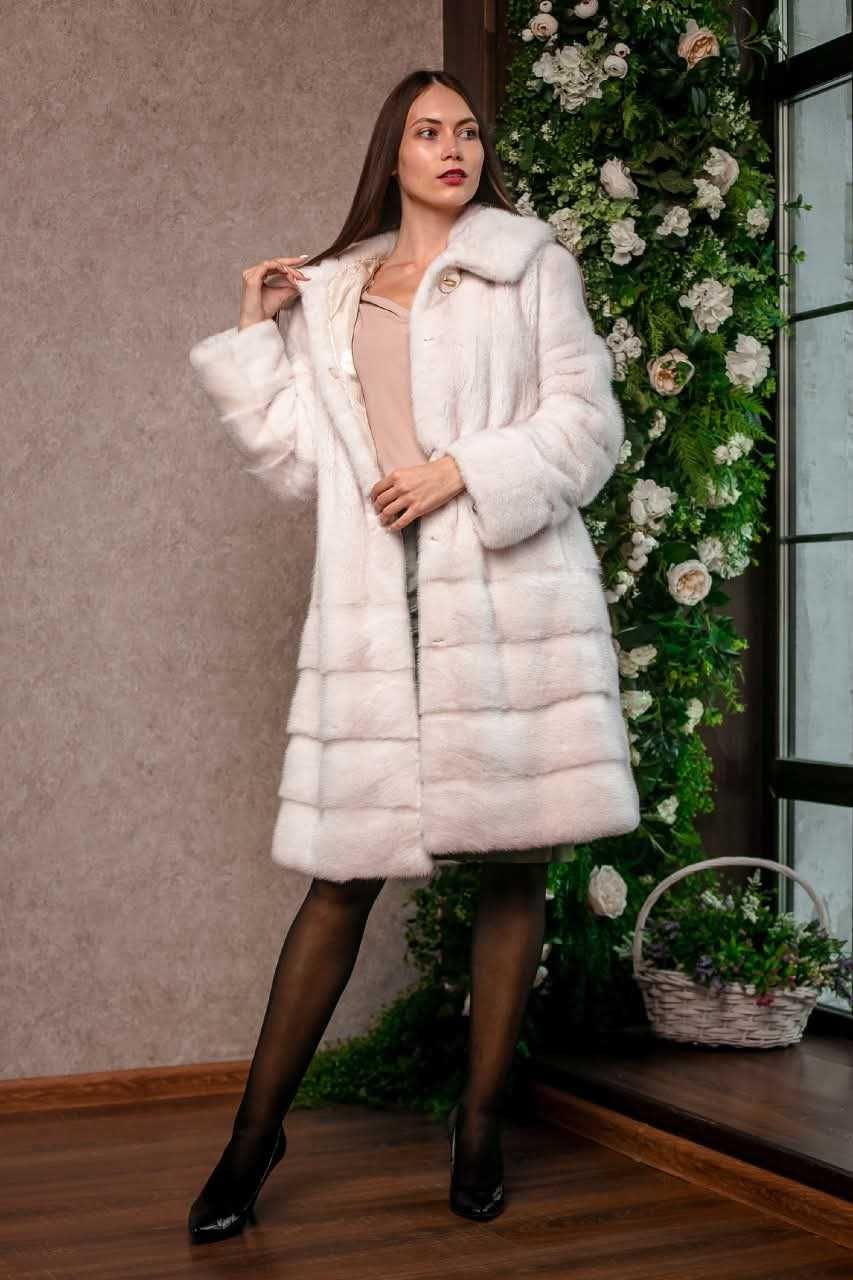 Haina vizon blana naturala , Haină de nurcă , culoare Ivory
