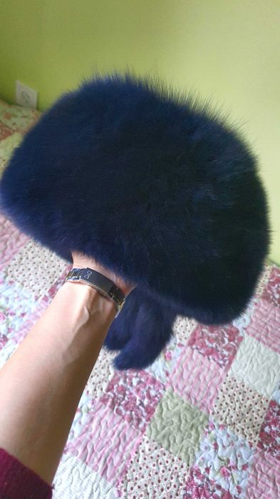 Нова дамска шапка естествен косъм лисица