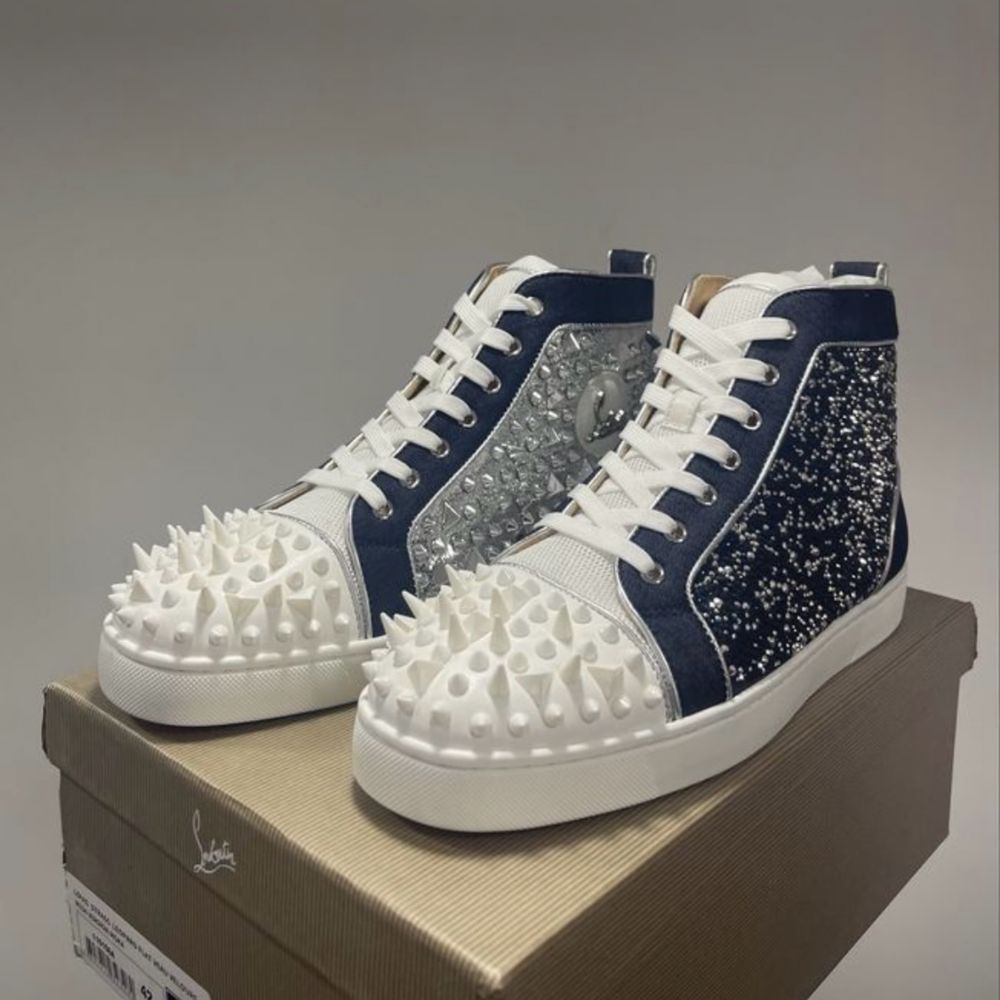 christial loubutin high white-blue