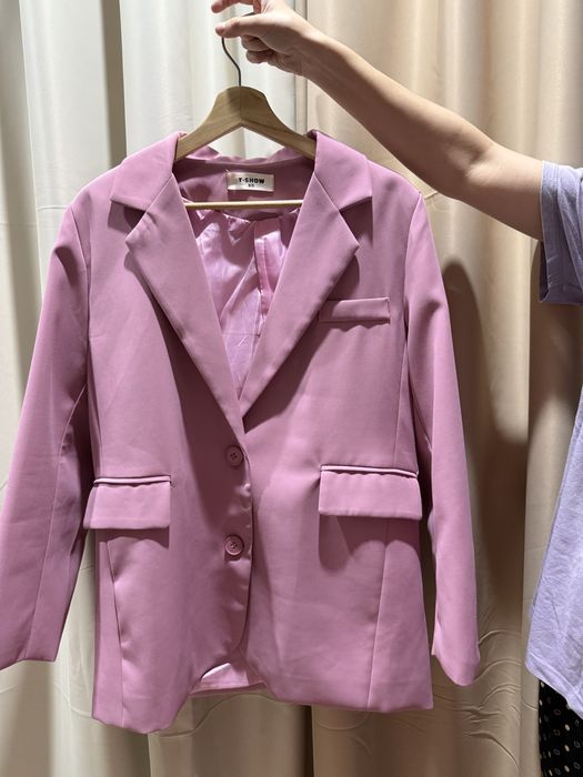 Женский пиджак оверсайз на подкладке с карманами корейский пиджак