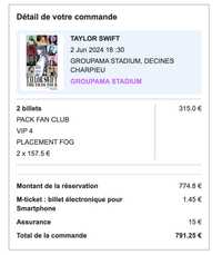 Bilete concert Taylor Swift Lyon, 2 Iunie