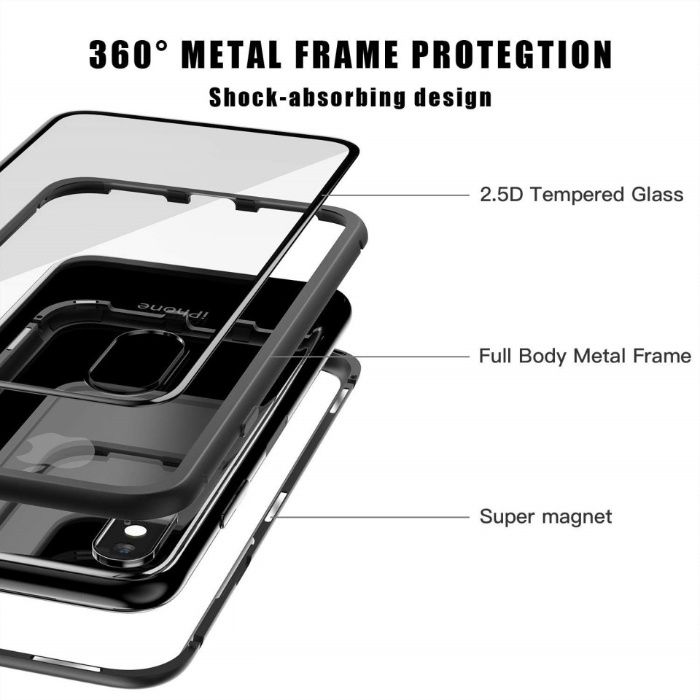 Husa Apple iPhone XS MAX Magnetica 360 grade Negru+folie sticla gratis