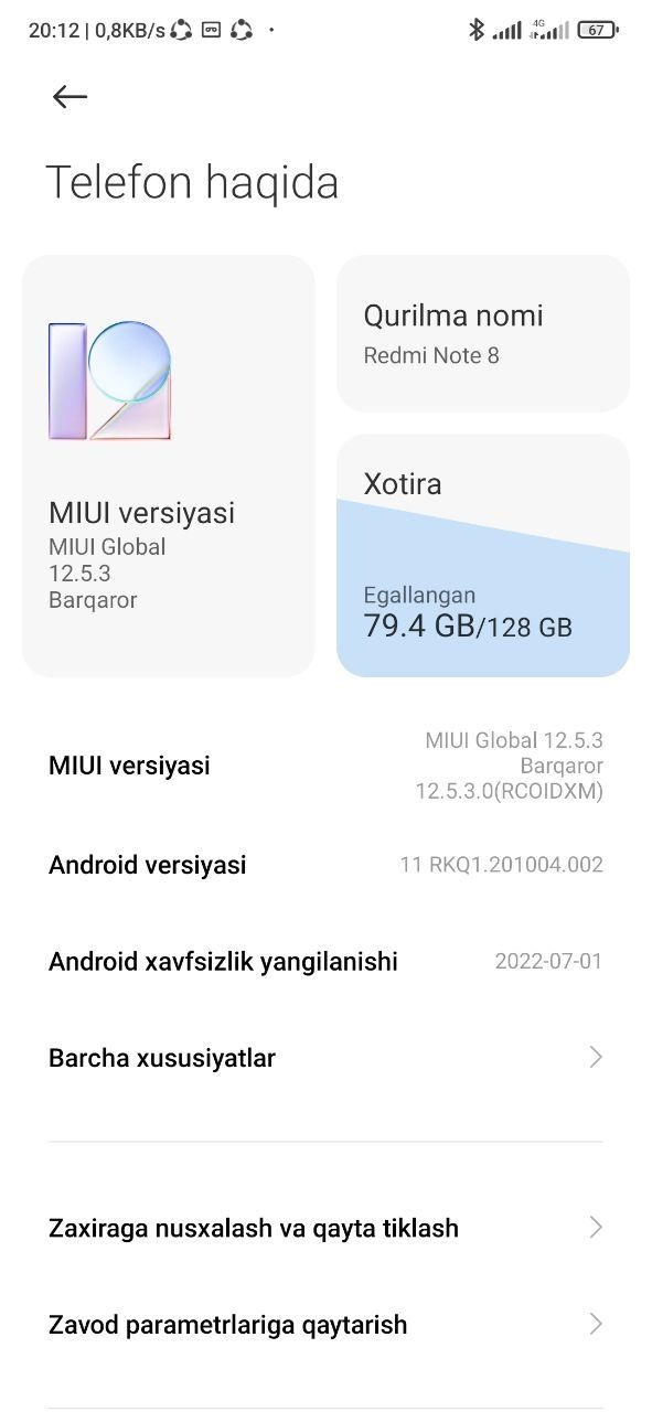 Redmi not 8 128ga 6