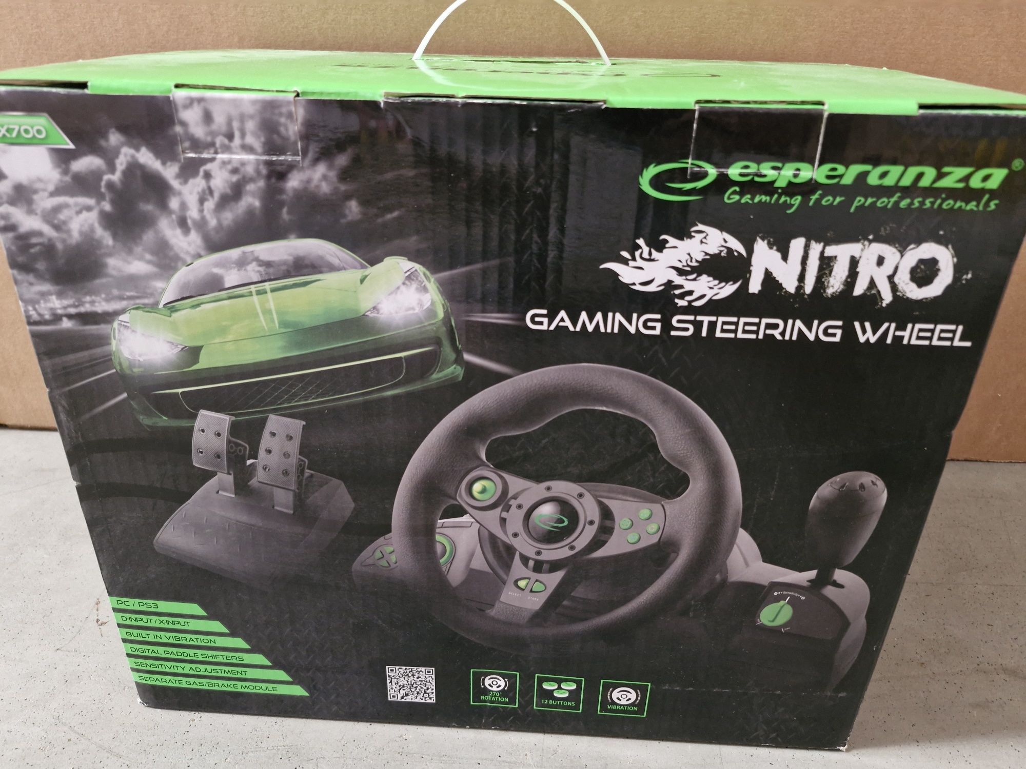 Volan de curse, Esperanza, Nitro Gamer, PC, PS3, Negru