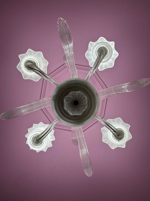 Candelabru cu 4 brate  cristal si sticla tip Galle stil Art Nouveau