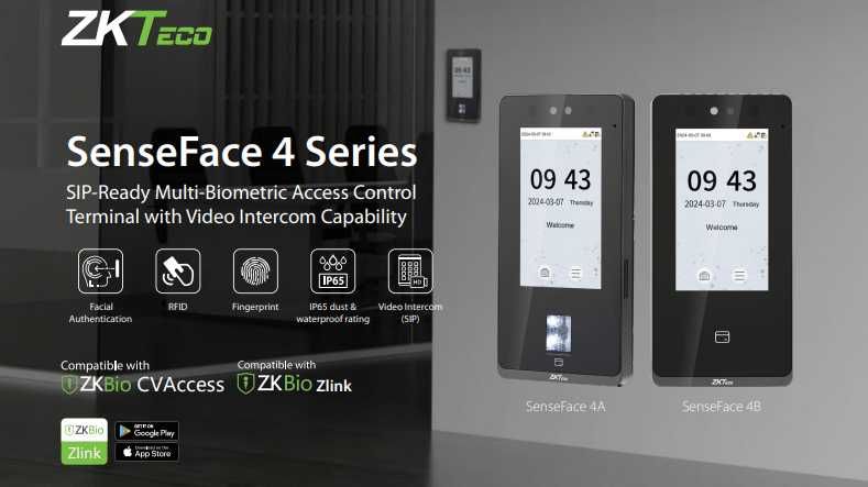 Face id/отпечаток Терминал рабочего времени ZKTECO SenseFace 4A+ПО