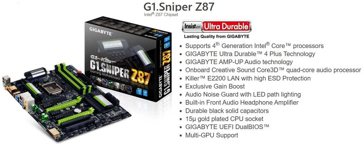 Дъно Дънна платка Gigabyte G1.Sniper Z87 1150 DDR3 OVERCLOCK