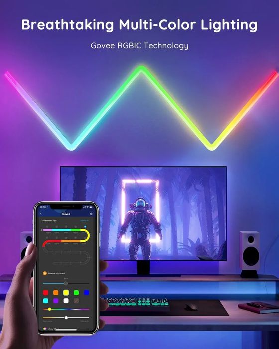 Модулна RGBIC LED стенна лампа, предназначена за TV монитори и др. д