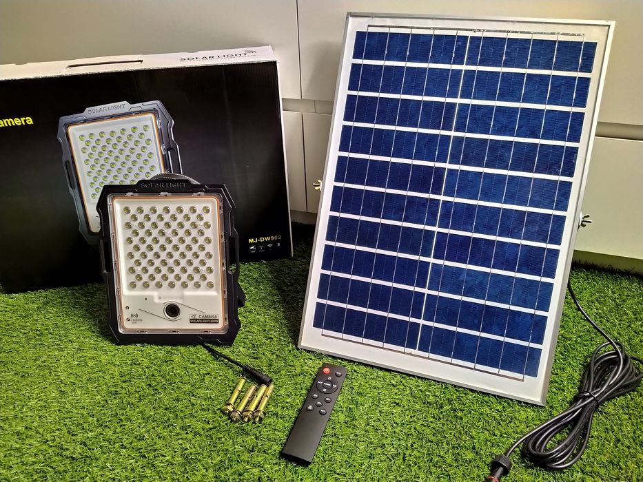 Proiector LED 200W cu Panou Solar, CAMERA WIFI Full HD, TELECOMANDA