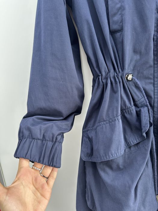 Jacheta/Parka lunga bleumarin cu gluga de primavara/toamna