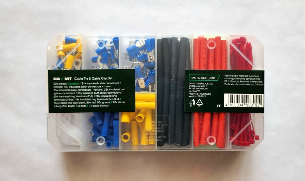 Set cleme, conectori, fasete, tuburi contractabile pt cabluri, 308 buc