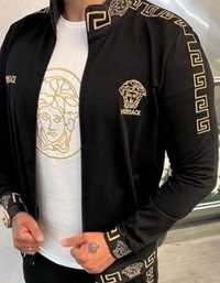 Set Versace (jachetă +tricou),logo brodat/bumbac cu licra