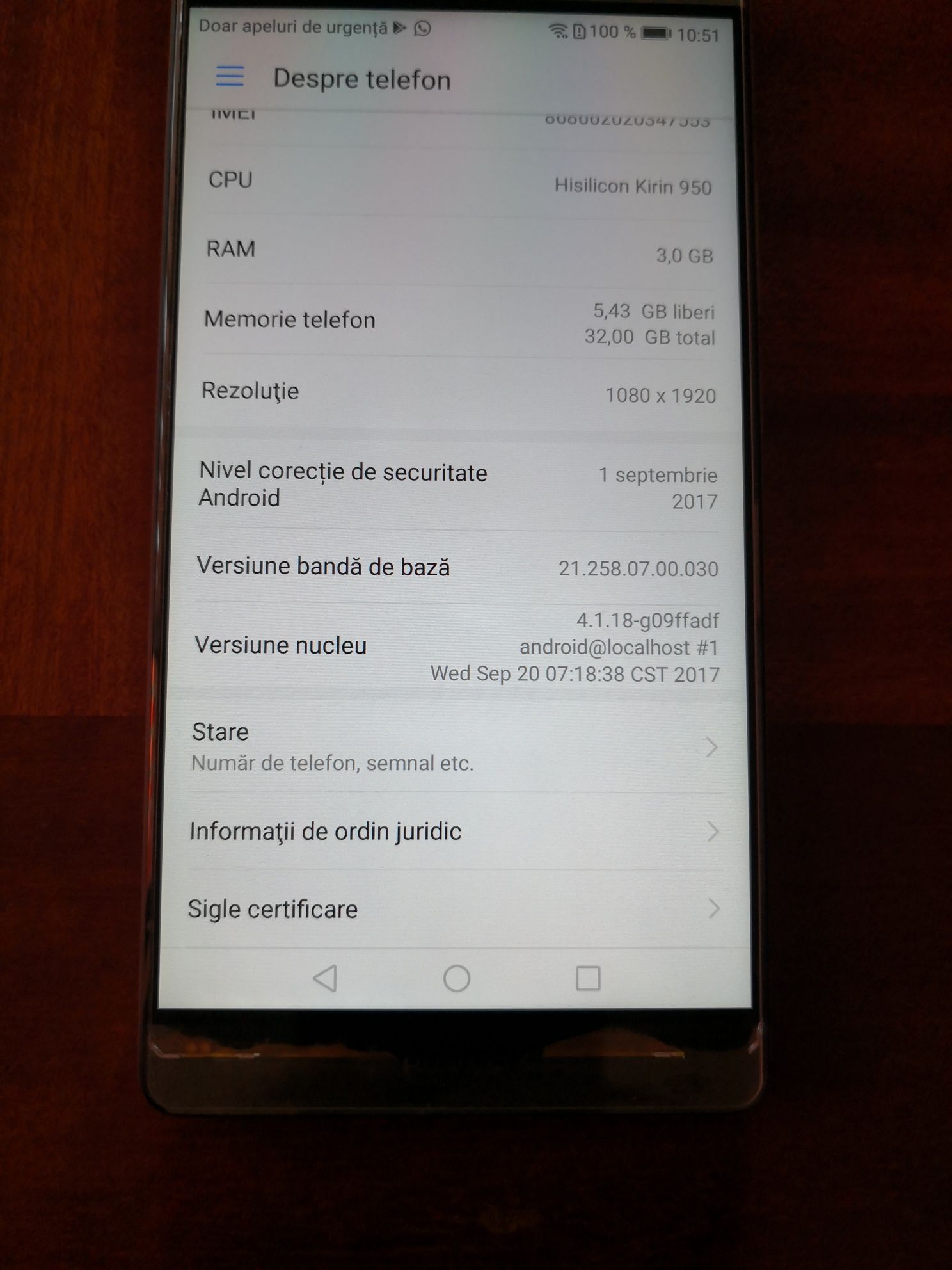 Vând telefon huawei mate8 3gb ram, 32gb memorie