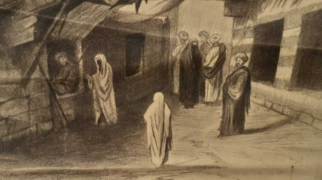 Tablou vechi - peisaj oriental - semnat C. Artachino