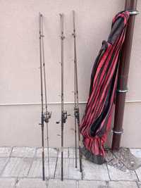 Риболовен комплект от 3 въдици и макари за шаранджийски риболов