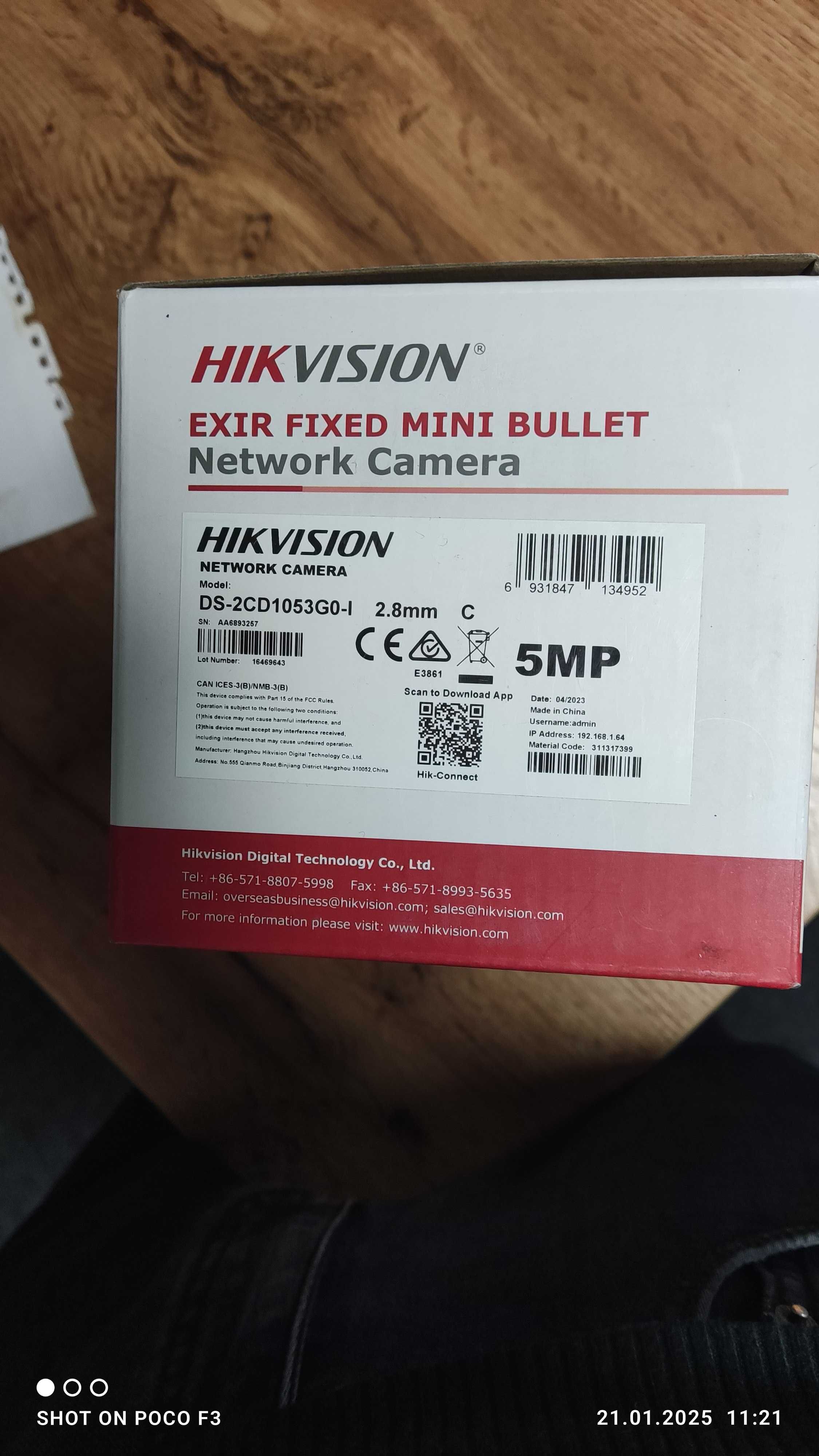 Kamera 5MP Hikvision DS-2CD1053G0-I DS-2CD1153G0-I arzon100ta bor dona
