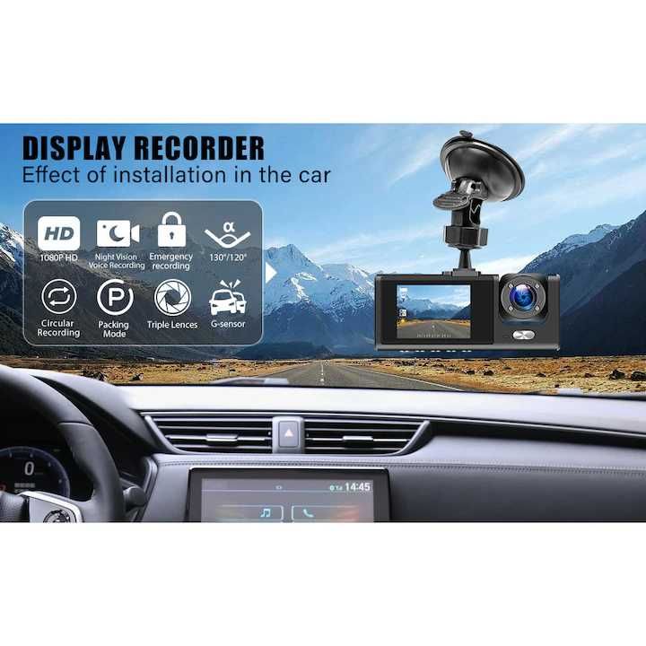 Видеорегистратор DVR тройна камера за автомобил Full HD 1080P- №3838