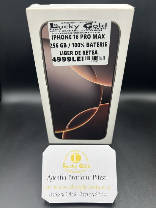 Iphone 16 Pro max 256GB 100% Baterie Liber de retea cod prod 22345