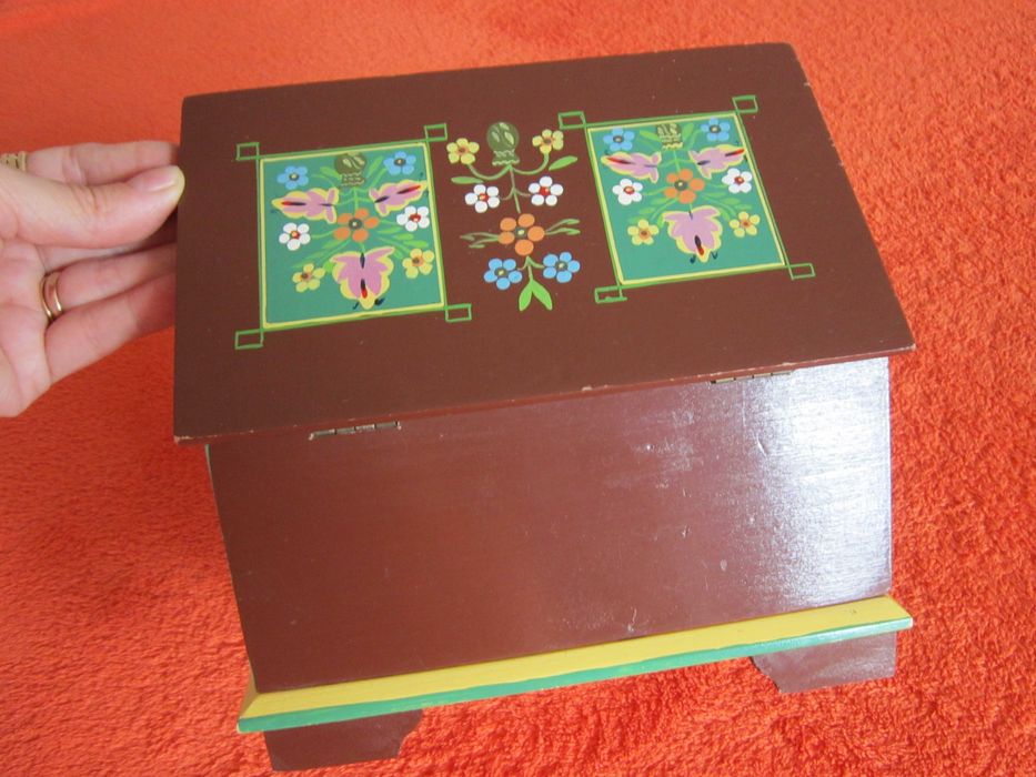 cadou rar vintage mini cufar ladita pictata manual,lemn,Germania