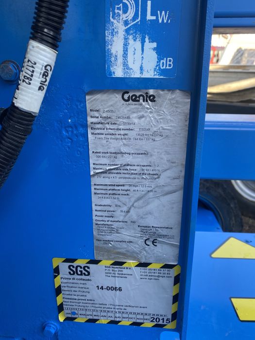 Nacela Genie. Z45/25/ j An 2014  2000 ore