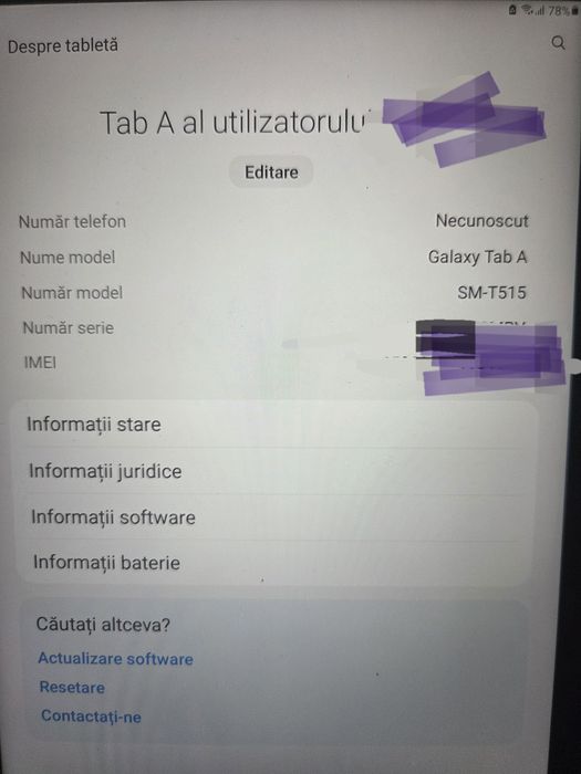 Vand tableta Samsung Galaxy  Tab A model  SM T515