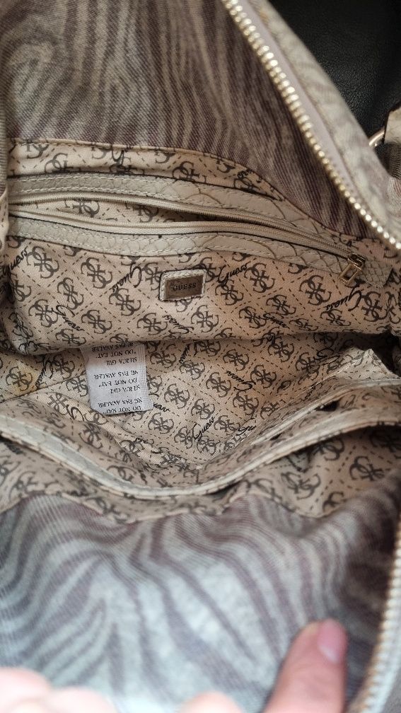 GUESS оригинална платнена чанта, мотив зебра