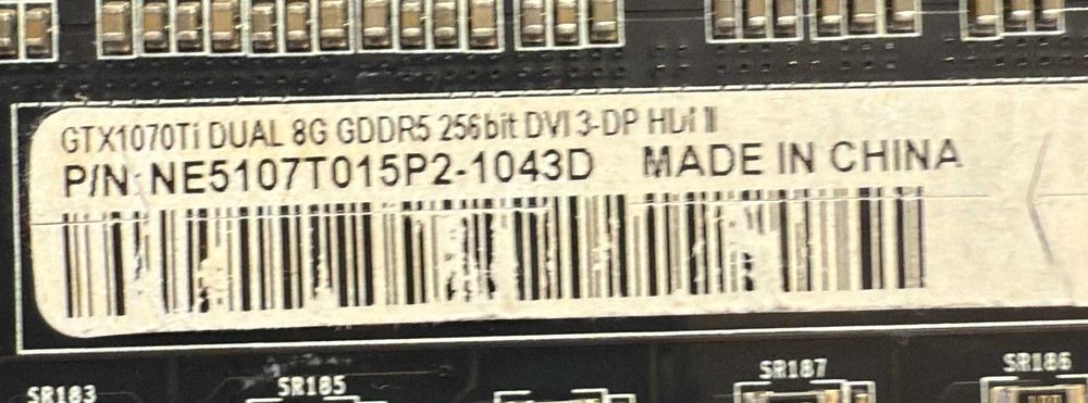 Видео карта GPU Palit GeForce GTX 1070 Ti Dual 8GB GDDR5 DP/DVI/HDMI