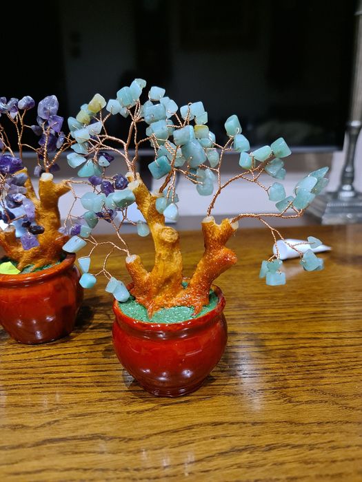 Copacul vietii roditor,cupru și pietre naturale jad si ametist india