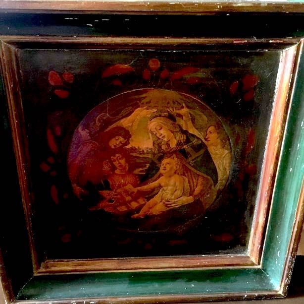 Antic tablou-deosebit-cromolitografie pe lemn-Franta
