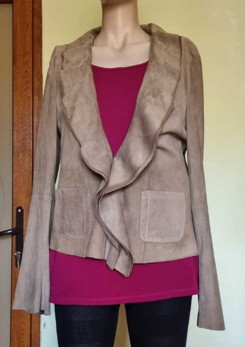 Blazer/jacheta Marc Cain, piele intoarsa 100%, marimea 5 (42/L).