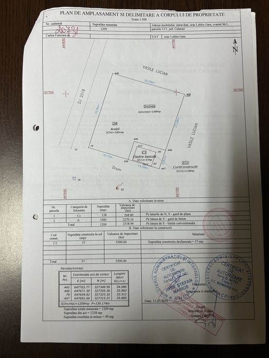 Teren intravilan Lehliu Gara
