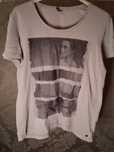 Tricou damă Cecil, mărimea XXL, gri, cu imprimeu și plasă decorativă