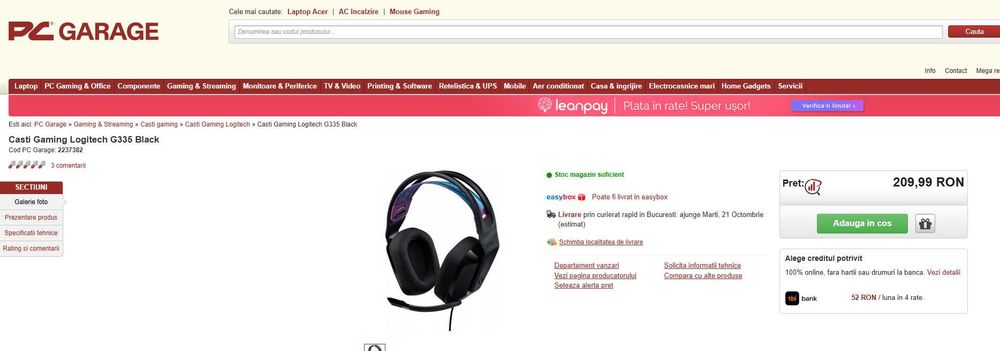Casti gaming Logitech G335