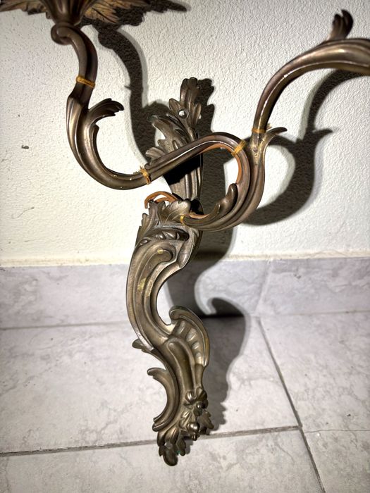 Set 2 aplice duble vechi din bronz masiv