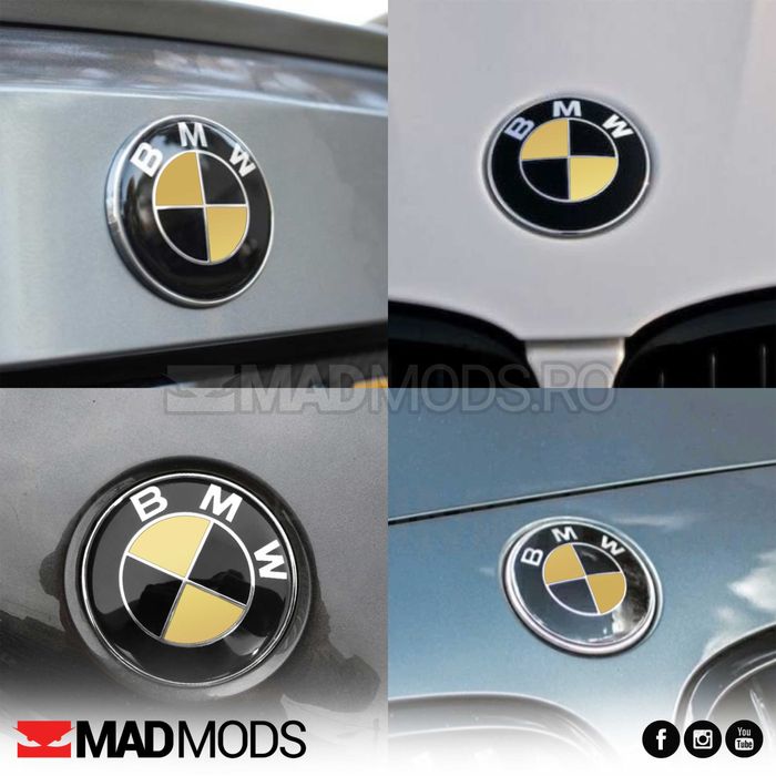 Set Stickere Embleme Negru cu Auriu BMW Seria 1 2 3 4 5 6 7 8 X i M