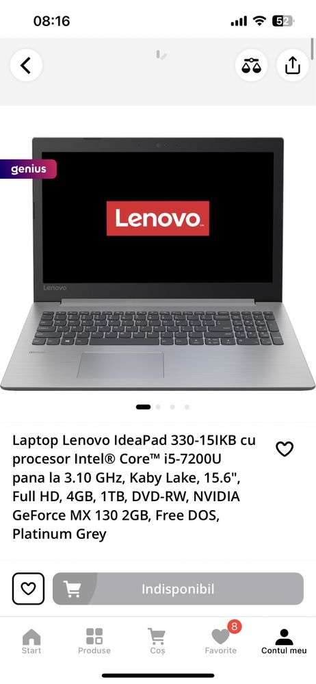 Laptop Lenovo i5-7200U