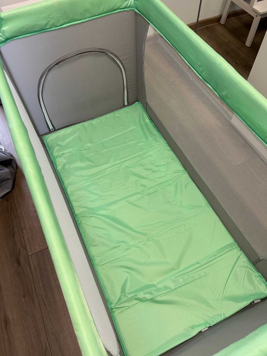 Patut pliabil de calatorie/voiaj Smiki 60x120cm, verde/gri