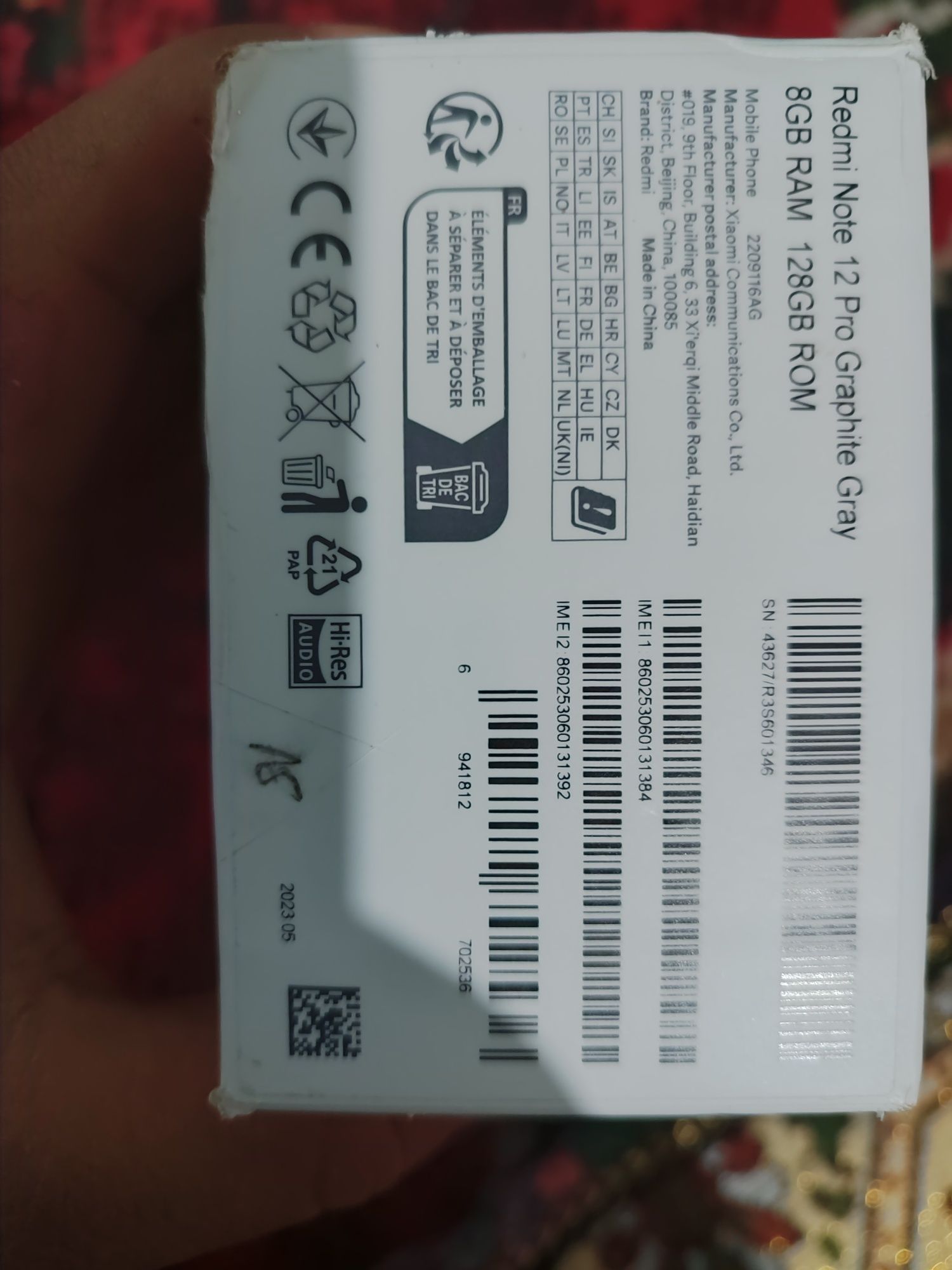 Redmi note 12 pro 8+4ram 128 xotira