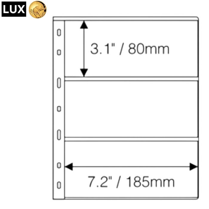 Листа LUX за банкноти , пощ. картички и FDC пликове - OPTIMA стандарт!