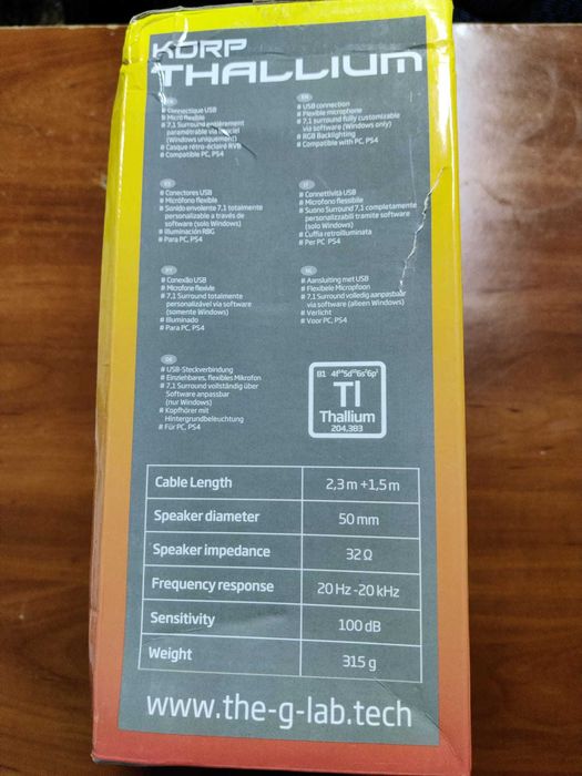 Casti gaming Over-Ear G-Lab Thallium, 7.1