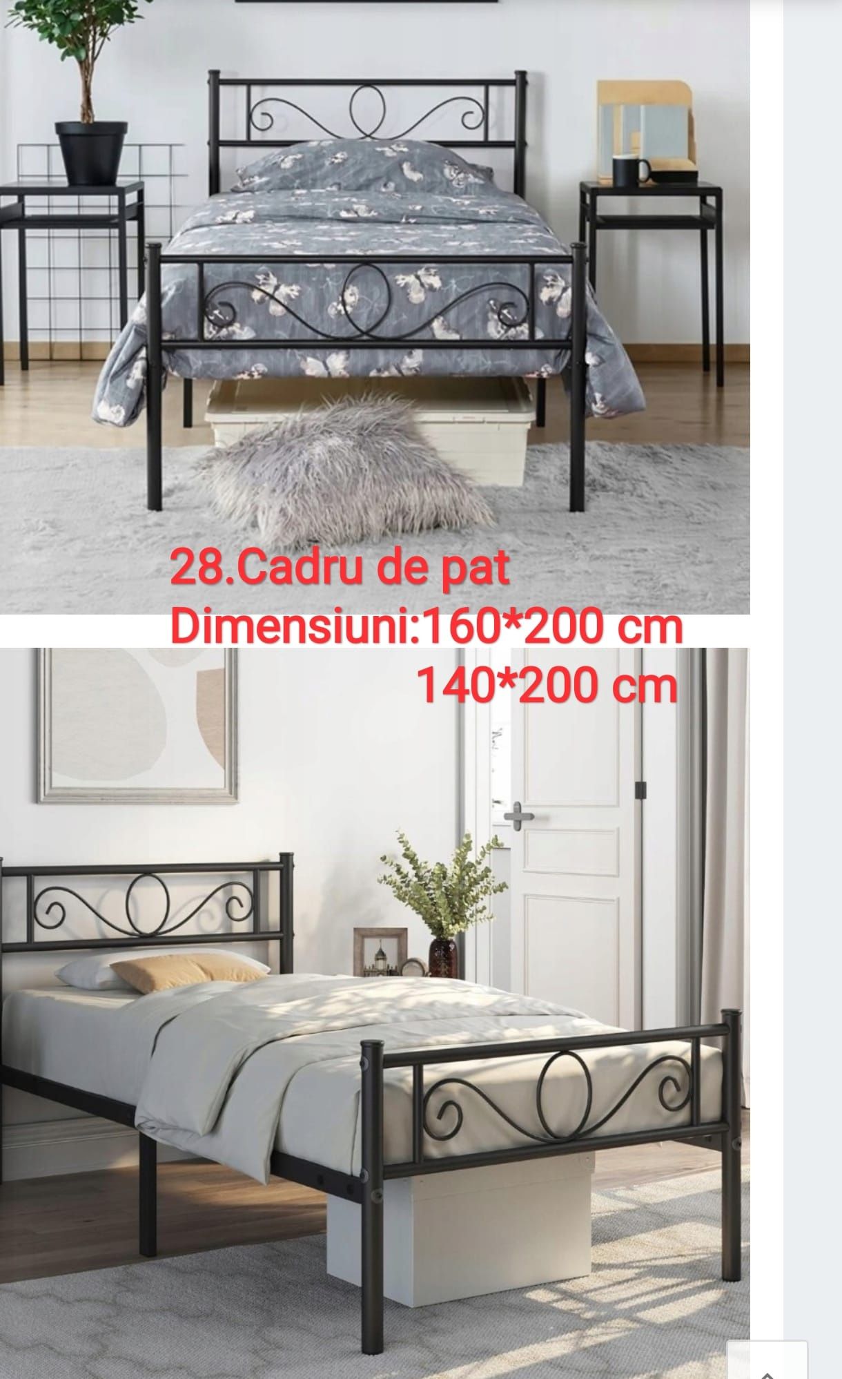 Cadru de pat din metal, 140/160x200,modern, rezistent