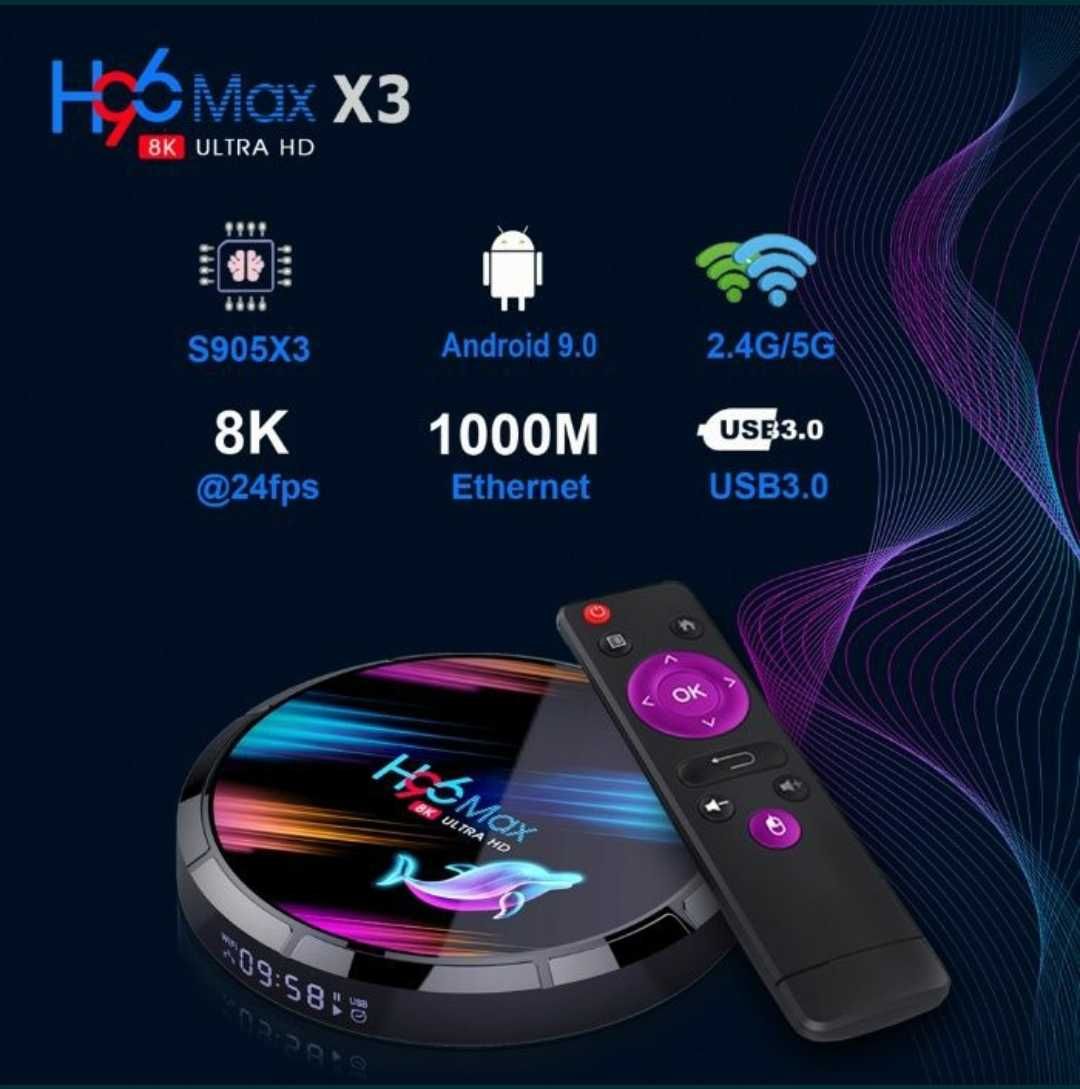 SmartBox H96MAX X3 4/64GB.Youtube+Кanallar Бепул+Кинолар чексиз.bux