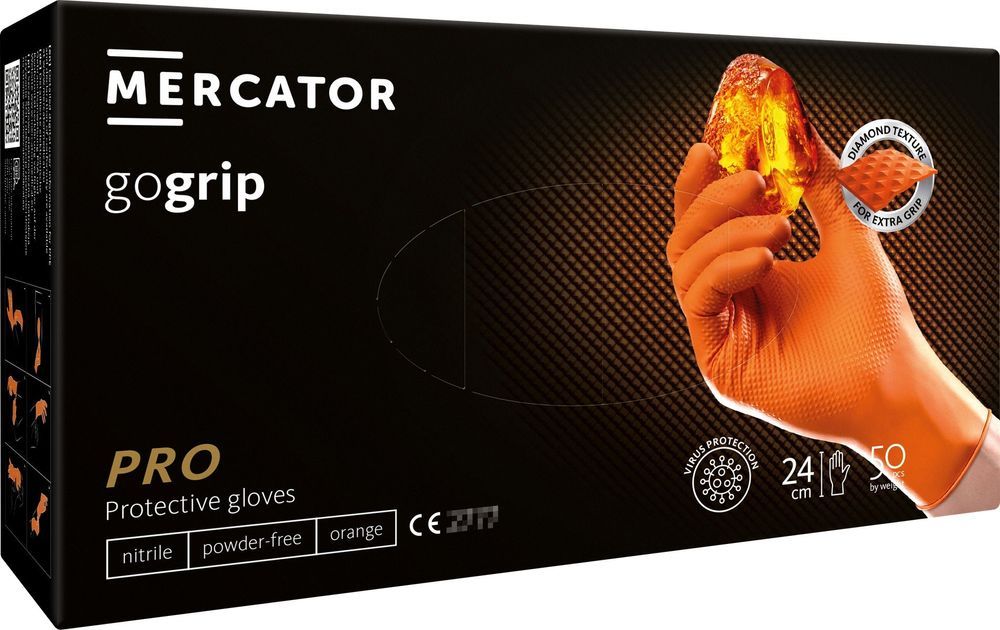 Manusi nitril premium mercator gogrip portocaliu pentru mecanici, mari