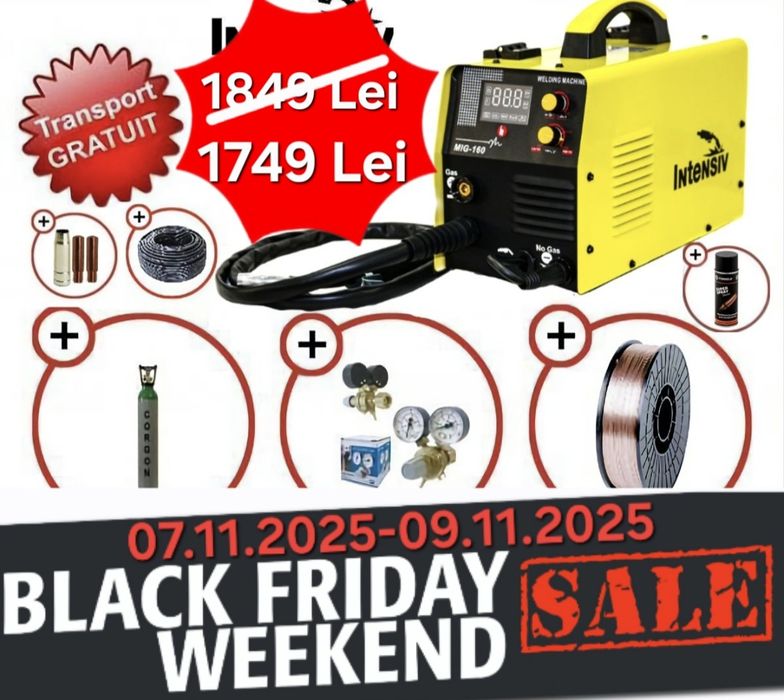 Aparat sudura MIG-MAG Intensiv MIG160i+Butelie 8L PLINA+Reductor+Sarma
